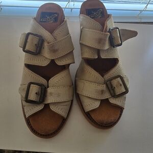 Freebird By Steven Cream Sandals with Buckle Accents 8